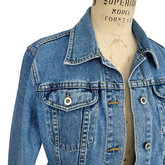 Sundance Womens Jean Jacket Medium Blue Denim Classic Minimal Western Trucker - Picture 5 of 15